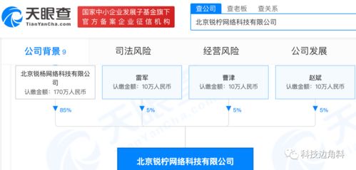 雷軍參股成立北京銳檸網絡科技公司，持股5%，布局信息系統集成服務